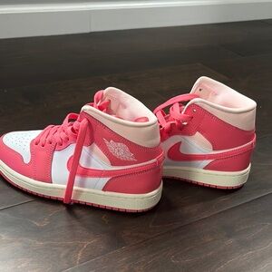 Pink and White High-Top Sneakers